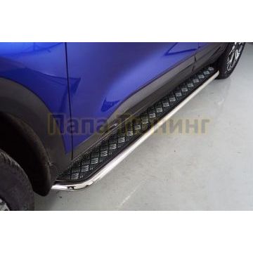 Пороги с площадкой 42,4 мм ТСС для Kia Seltos 2020-