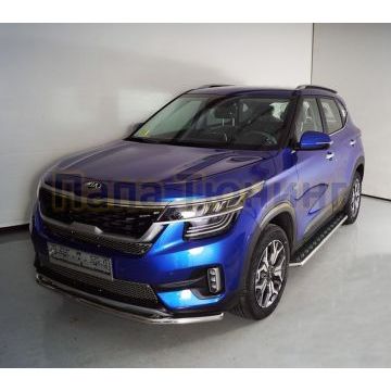 Пороги с площадкой 42,4 мм ТСС для Kia Seltos 2020-