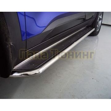 Пороги с площадкой (нерж. лист) 42,4 мм ТСС для Kia Seltos 2020-