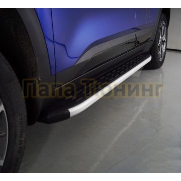Пороги алюминиевые с пластиковой накладкой (1720 из 2-х мест) ТСС для Kia Seltos 2020-