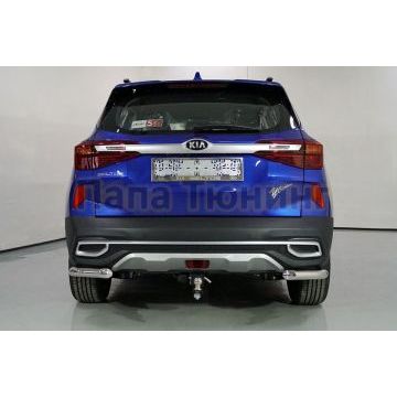 Защита задняя (уголки) 60,3 мм ТСС для Kia Seltos 2020-