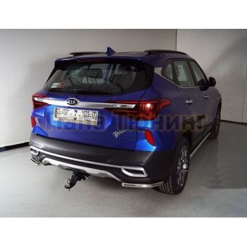Защита задняя (уголки) 42,4 мм ТСС для Kia Seltos 2020-