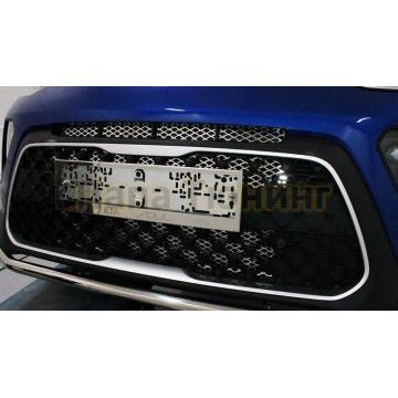 Решетка радиатора (лист) (3 шт) ТСС для Kia Soul 2019-