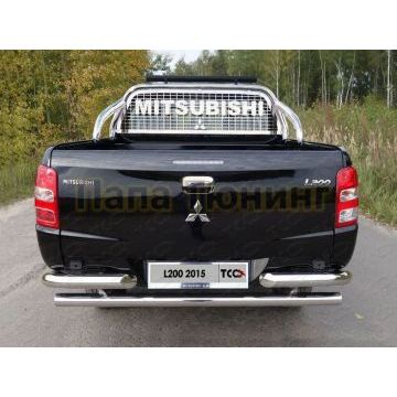 Защита кузова и заднего стекла 75х42 мм со светодиодной фарой (только для кузова) ТСС для Mitsubishi L200 2019-
