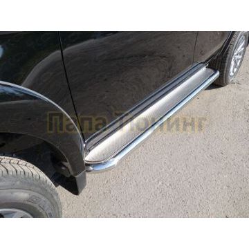 Пороги с площадкой (нерж. лист) 60,3 мм ТСС для Mitsubishi L200 2019- Пороги с площадкой (нерж. лист) 60,3 мм ТСС для Mitsubishi L200 2019-