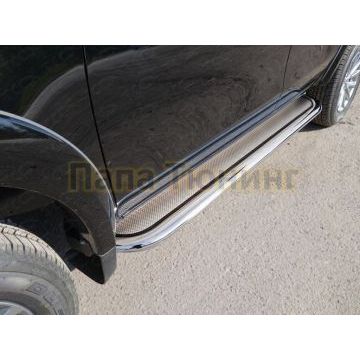 Пороги с площадкой (нерж. лист) 75х42 мм ТСС для Mitsubishi L200 2019- Пороги с площадкой (нерж. лист) 75х42 мм ТСС для Mitsubishi L200 2019-