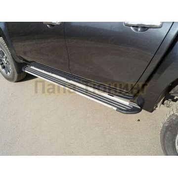 Пороги алюминиевые "Slim Line Silver" 1820 мм ТСС для Mitsubishi L200 2019- Пороги алюминиевые "Slim Line Silver" 1820 мм ТСС для Mitsubishi L200 2019-