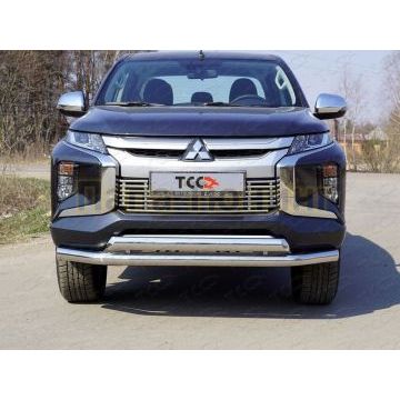 Защита передняя нижняя (двойная) 76,1/75 мм ТСС для Mitsubishi L200 2019-