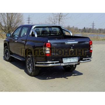 Защита задняя (уголки двойные) 76,1/42,4 мм (на автомобиль без бампера) ТСС для Mitsubishi L200 2019-