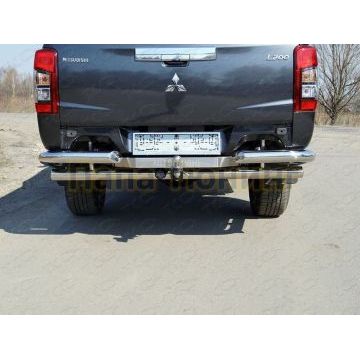 Защита задняя (уголки) 76,1 мм (на автомобиль без бампера) ТСС для Mitsubishi L200 2019-