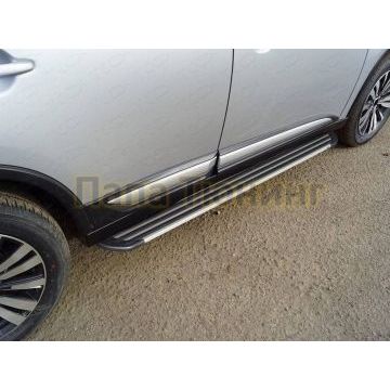 Пороги алюминиевые "Slim Line Silver" 1720 мм ТСС для Mitsubishi Outlander 2015-2018 Пороги алюминиевые "Slim Line Silver" 1720 мм ТСС для Mitsubishi Outlander 2015-2018