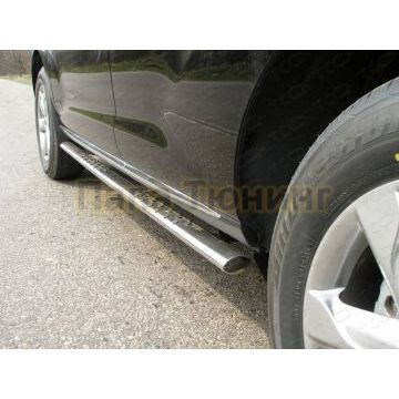 Пороги овальные с проступью 75?42мм ТСС для Nissan Murano 2010-2016