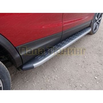 Пороги алюминиевые с пластиковой накладкой (карбон серые) 1720 мм ТСС для Nissan Qashqai 2019- Пороги алюминиевые с пластиковой накладкой (карбон серые) 1720 мм ТСС для Nissan Qashqai 2019-