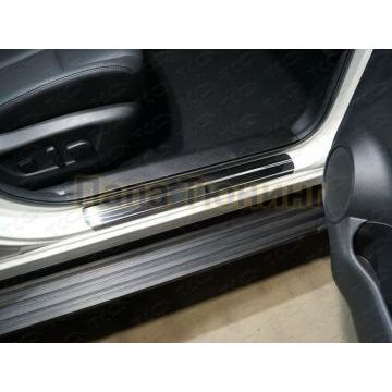 Накладки на пороги (лист зеркальный) 4 шт ТСС для Nissan Qashqai 2019-