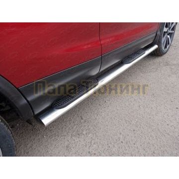 Пороги овальные с накладкой 120х60 мм ТСС для Nissan Qashqai 2019- Пороги овальные с накладкой 120х60 мм ТСС для Nissan Qashqai 2019-