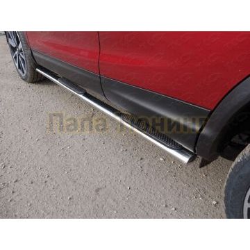 Пороги овальные с накладкой 75х42 мм ТСС для Nissan Qashqai 2019- Пороги овальные с накладкой 75х42 мм ТСС для Nissan Qashqai 2019-