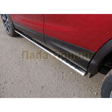 Пороги овальные с проступью 75х42 мм ТСС для Nissan Qashqai 2019- Пороги овальные с проступью 75х42 мм ТСС для Nissan Qashqai 2019-