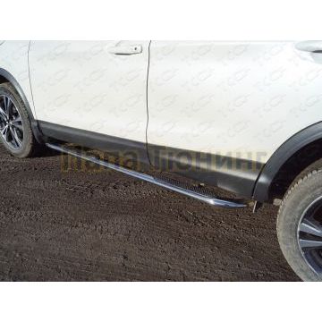 Пороги овальные гнутые с накладкой 75х42 мм ТСС для Nissan Qashqai 2019- Пороги овальные гнутые с накладкой 75х42 мм ТСС для Nissan Qashqai 2019-