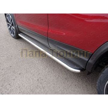 Пороги с площадкой (нерж. лист) 42,4 мм ТСС для Nissan Qashqai 2019- Пороги с площадкой (нерж. лист) 42,4 мм ТСС для Nissan Qashqai 2019-