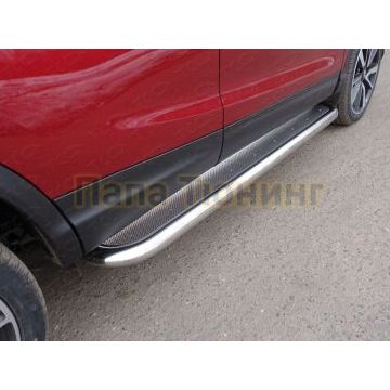 Пороги с площадкой (нерж. лист) 60,3 мм ТСС для Nissan Qashqai 2019- Пороги с площадкой (нерж. лист) 60,3 мм ТСС для Nissan Qashqai 2019-