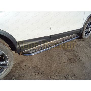 Пороги с площадкой 75х42 мм ТСС для Nissan Qashqai 2019- Пороги с площадкой 75х42 мм ТСС для Nissan Qashqai 2019-