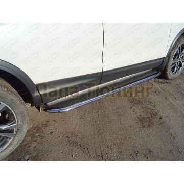 Пороги с площадкой (нерж. лист) 75х42 мм ТСС для Nissan Qashqai 2019- Пороги с площадкой (нерж. лист) 75х42 мм ТСС для Nissan Qashqai 2019-