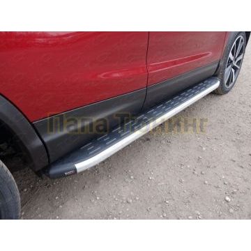 Пороги алюминиевые с пластиковой накладкой 1720 мм ТСС для Nissan Qashqai 2019- Пороги алюминиевые с пластиковой накладкой 1720 мм ТСС для Nissan Qashqai 2019-