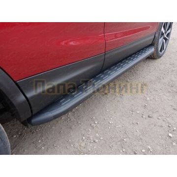 Пороги алюминиевые с пластиковой накладкой (карбон черные) 1720 мм ТСС для Nissan Qashqai 2019- Пороги алюминиевые с пластиковой накладкой (карбон черные) 1720 мм ТСС для Nissan Qashqai 2019-