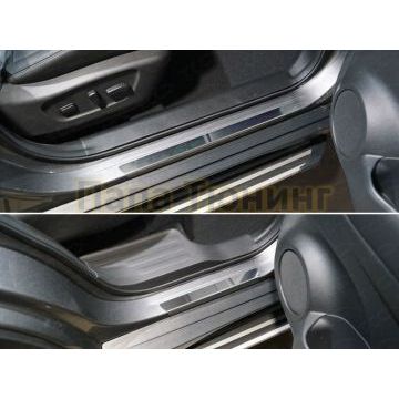 Накладки на пороги 1 гиб (лист зеркальный) 4шт ТСС для Nissan X-Trail (T32) 2018-