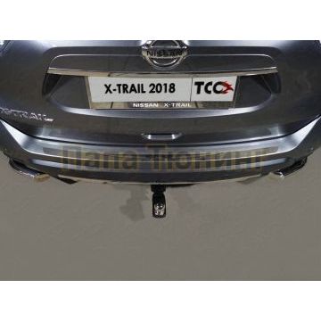 Накладка на задний бампер (лист зеркальный) ТСС для Nissan X-Trail (T32) 2018-