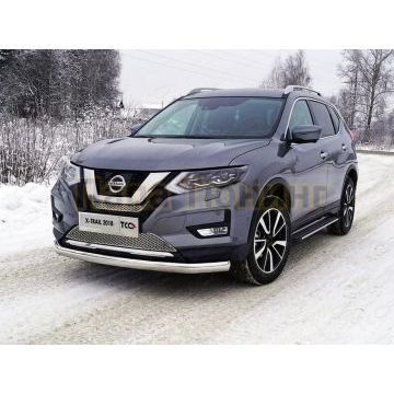 Защита передняя нижняя (овальная) 75х42 мм ТСС для Nissan X-Trail (T32) 2018-