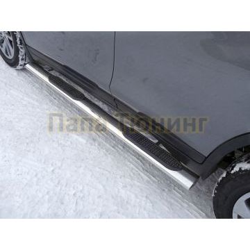 Пороги овальные с накладкой 120х60 мм ТСС для Nissan X-Trail (T32) 2018-