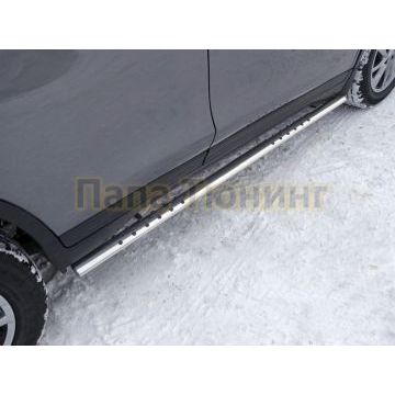 Пороги овальные с проступью 75х42 мм ТСС для Nissan X-Trail (T32) 2018-