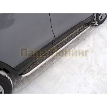 Пороги с площадкой 42,4 мм ТСС для Nissan X-Trail (T32) 2018-