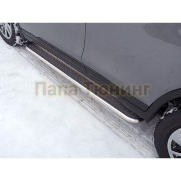 Пороги с площадкой (нерж. лист) 42,4 мм ТСС для Nissan X-Trail (T32) 2018-