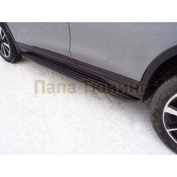 Пороги алюминиевые "Slim Line Black" 1720 мм ТСС для Nissan X-Trail (T32) 2018-