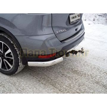 Защита задняя (уголки овальные) 75х42 мм ТСС для Nissan X-Trail (T32) 2018-