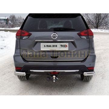 Защита задняя (уголки овальные) 75х42 мм ТСС для Nissan X-Trail (T32) 2018-