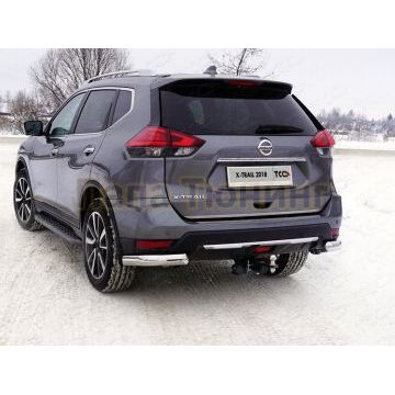 Защита задняя (уголки овальные) 75х42 мм ТСС для Nissan X-Trail (T32) 2018-