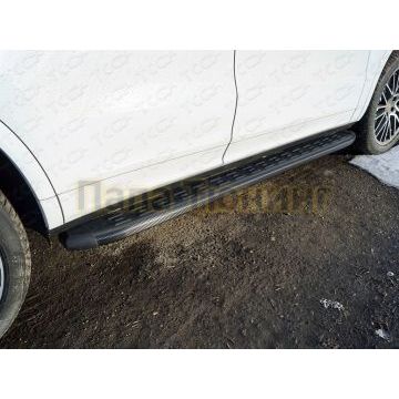 Пороги алюминиевые с пластиковой накладкой (карбон черные) 1920 ТСС для Porsche Cayenne Turbo 2018-