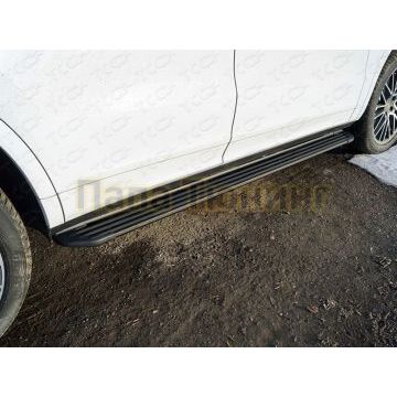 Пороги алюминиевые "Slim Line Black" 1920 мм ТСС для Porsche Cayenne Turbo 2018-