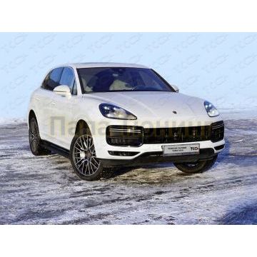 Пороги алюминиевые "Slim Line Black" 1920 мм ТСС для Porsche Cayenne Turbo 2018-