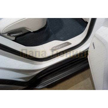 Накладки на пластиковые пороги вставка (лист шлифованный Cayenne Turbo) 4шт ТСС для Porsche Cayenne Turbo 2018-