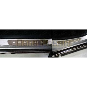 Накладки на пороги (лист шлифованный надпись Arkana) 4 шт ТСС для Renault Arkana 2019- Накладки на пороги (лист шлифованный надпись Arkana) 4 шт ТСС для Renault Arkana 2019-