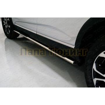 Пороги овальные с накладкой 75х42 мм ТСС для Renault Arkana 2019-