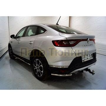 Пороги овальные с накладкой 75х42 мм ТСС для Renault Arkana 2019-