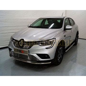 Пороги алюминиевые с пластиковой накладкой 1720 мм ТСС для Renault Arkana 2019-