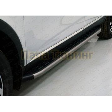 Пороги алюминиевые с пластиковой накладкой (карбон серые) 1720 мм ТСС для Renault Arkana 2019- Пороги алюминиевые с пластиковой накладкой (карбон серые) 1720 мм ТСС для Renault Arkana 2019-