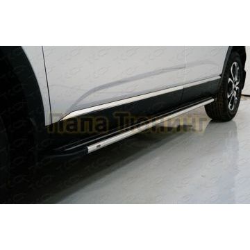 Пороги алюминиевые "Slim Line Silver" 1720 мм ТСС для Renault Arkana 2019-