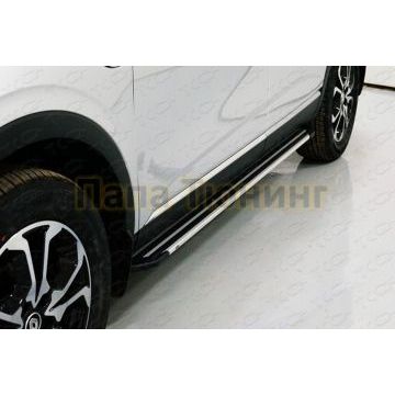 Пороги алюминиевые "Slim Line Silver" 1720 мм ТСС для Renault Arkana 2019-